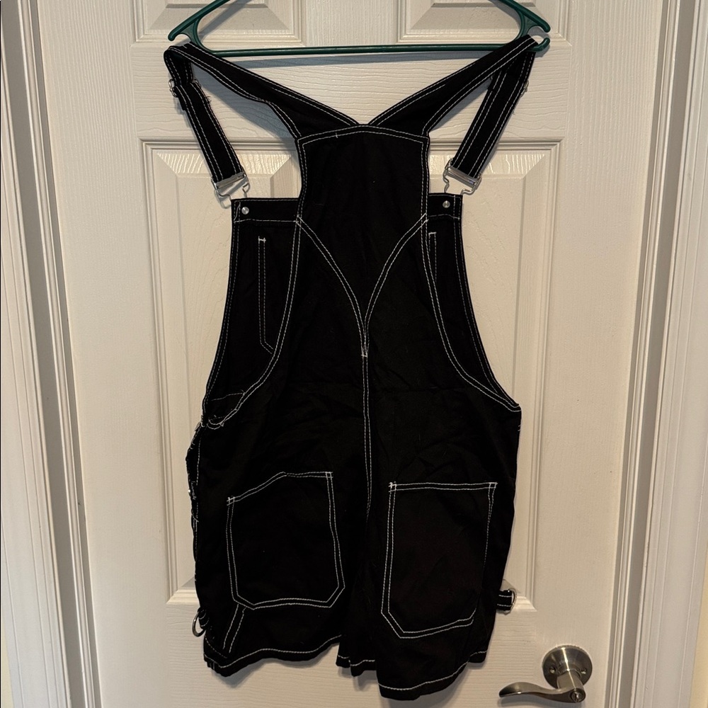 TRIPP NYC Darkstreet Studded Overalls Shorts Black Goth Punk size large - Picture 7 of 7
